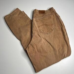 Vintage Lee Riveted Jeans Men’s 34x32 Brown Denim USA Made Straight Leg